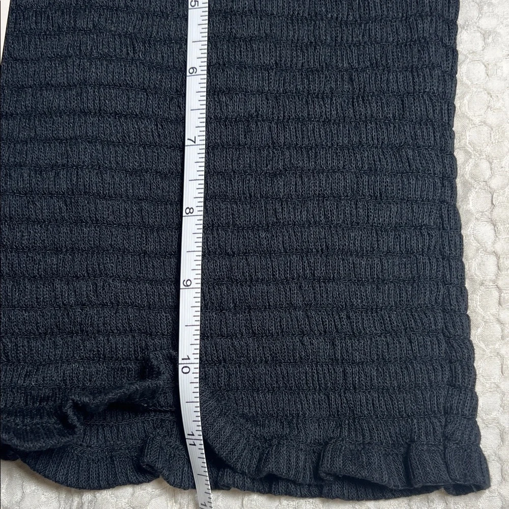 Anthropologie Black Smocked Blouse with long Sleeves off shoulder size S